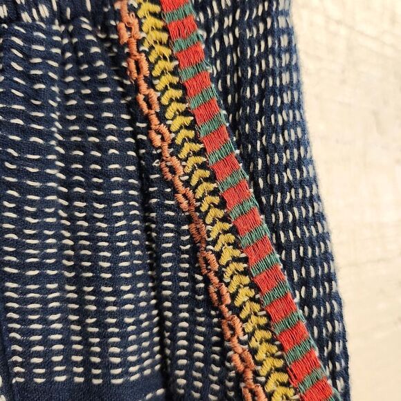 Blue Patterned Women's Jumpsuit with Red Accents - Picture 8 of 11